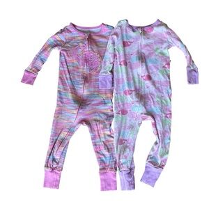 Kids Headquarters Baby Girl Zip-Up Sleepers Pajamas Lot 2pc 18M Dino Whale Print